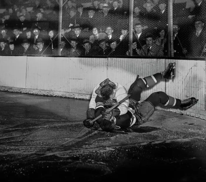 Framed Print : Rangers Vs Canadiens Ice Hockey Fight, 1941 Framed Print : Rangers Vs Canadiens Ice Hockey Fight, 1941