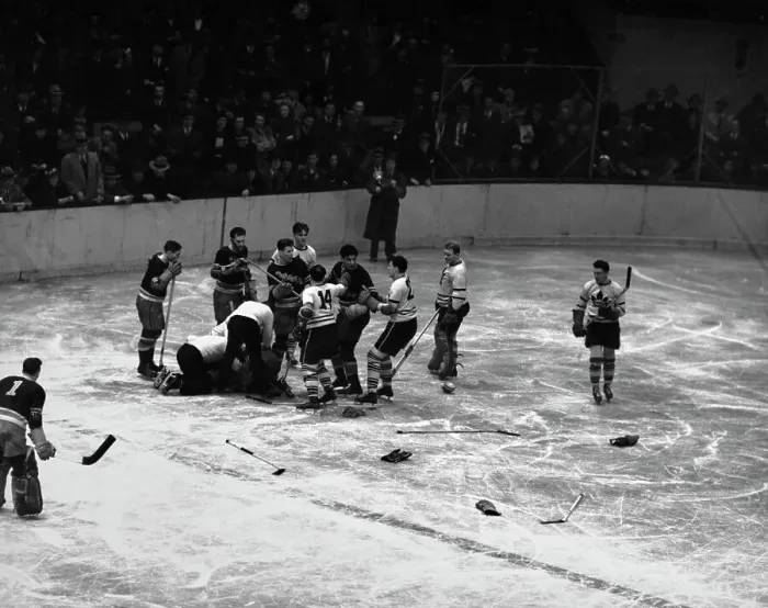 Framed Print : Rangers Vs Maple Leafs Ice Hockey Fight Framed Print : Rangers Vs Maple Leafs Ice Hockey Fight
