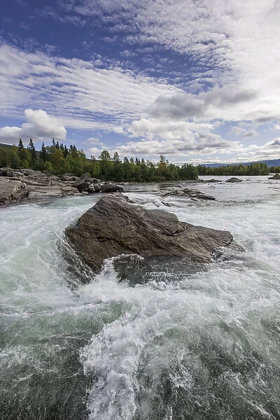 Rapids of the Kamajokk River, Prinskullen, Kvikkjokk, Norrbotten County, Sweden