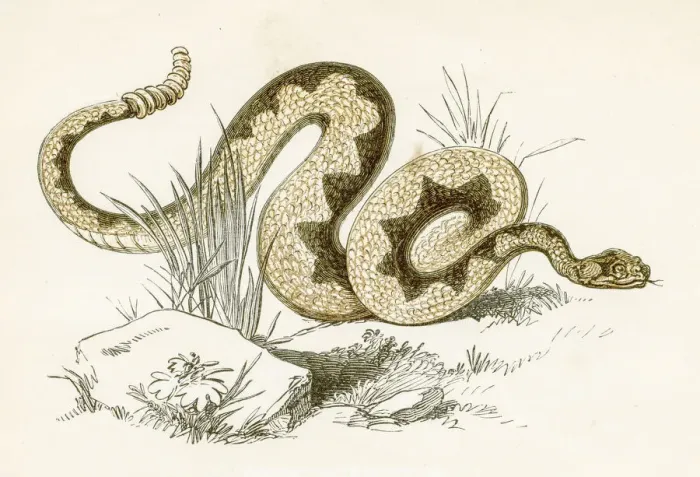 Framed Print : Rattlesnake engraving 1851 Framed Print : Rattlesnake engraving 1851