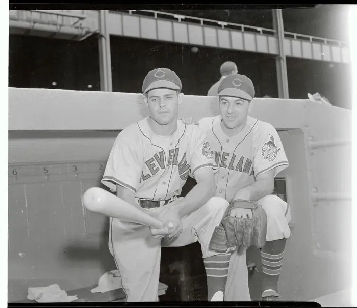 Framed Print : Ray Boone and Lou Boudreau Posing in Dugout Framed Print : Ray Boone and Lou Boudreau Posing in Dugout