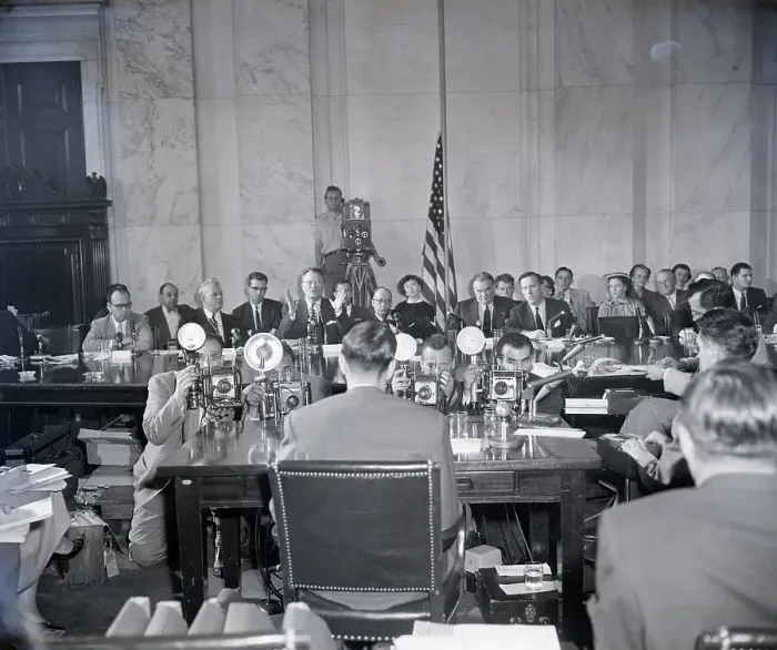 Framed Print : Ray Cohn Faces Cameras at Senate Hearing Framed Print : Ray Cohn Faces Cameras at Senate Hearing