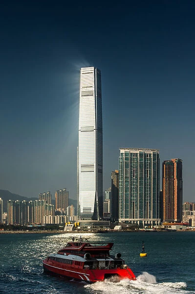 Ray of light over a high rise in Hong kong