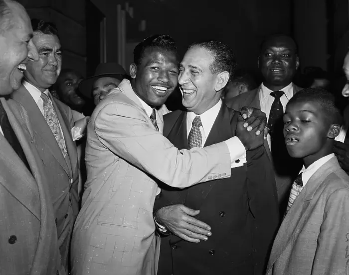 Framed Print : Ray Robinson Hugging Mayor Impellitteri Framed Print : Ray Robinson Hugging Mayor Impellitteri