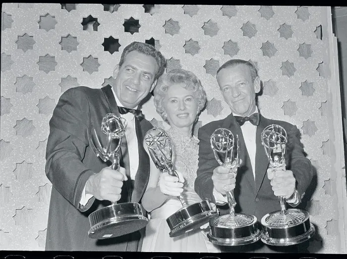 Framed Print : Raymond Burr with Barbara Stanwyck and Fred Astaire Framed Print : Raymond Burr with Barbara Stanwyck and Fred Astaire