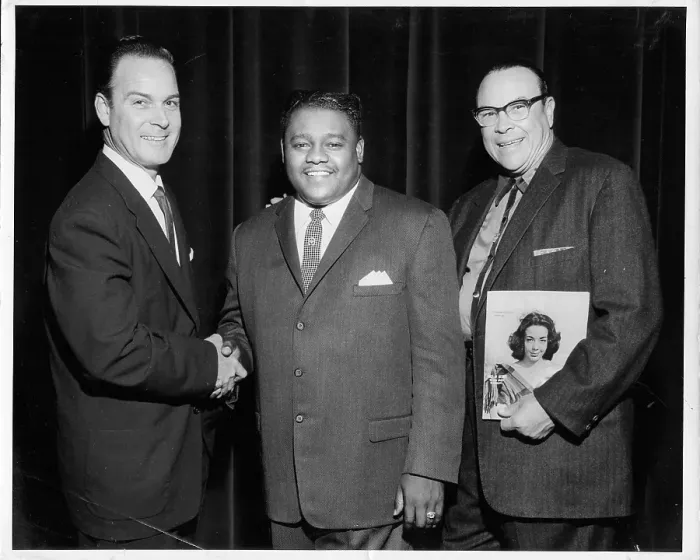 Framed Print : R&B Musician Fats Domino Portrait with 2 Men Framed Print : R&B Musician Fats Domino Portrait with 2 Men
