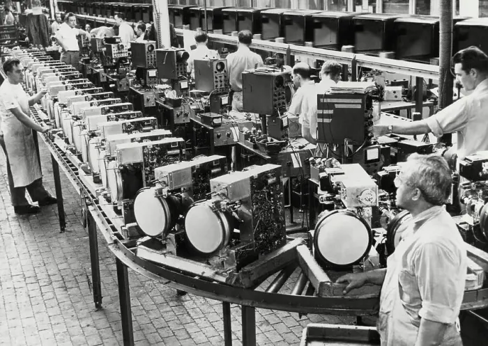 Framed Print : Rca Tv Parts Move Along Assembly Line Framed Print : Rca Tv Parts Move Along Assembly Line