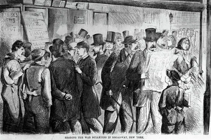 Framed Print : Reading Civil War Bulletins, New York Framed Print : Reading Civil War Bulletins, New York