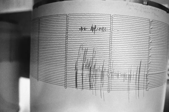Framed Print : Reading of the University of California's Seismograph Framed Print : Reading of the University of California's Seismograph