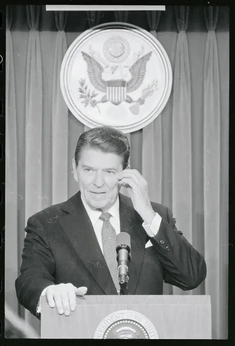 Framed Print : Reagan Appearing Confused Framed Print : Reagan Appearing Confused