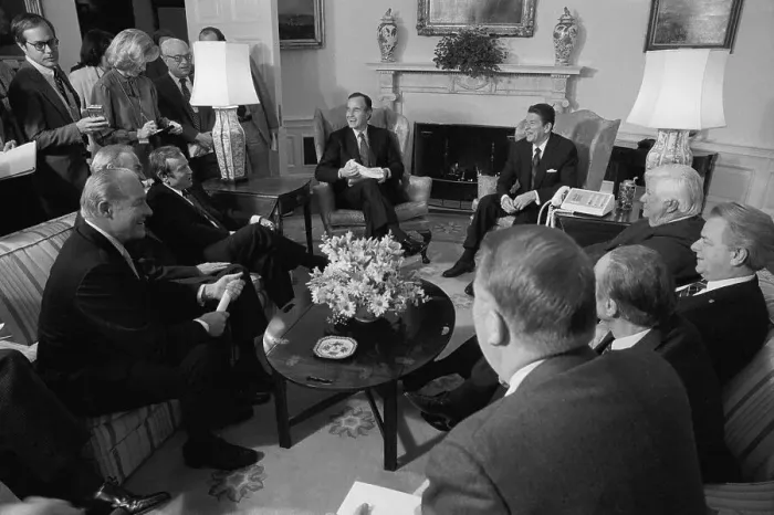 Framed Print : Reagan, Bush, and Congressional Leaders Framed Print : Reagan, Bush, and Congressional Leaders