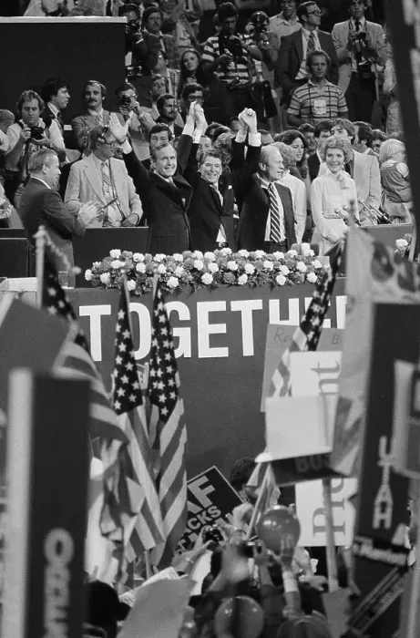 Framed Print : Reagan and Colleagues Jubilant at Convention Framed Print : Reagan and Colleagues Jubilant at Convention