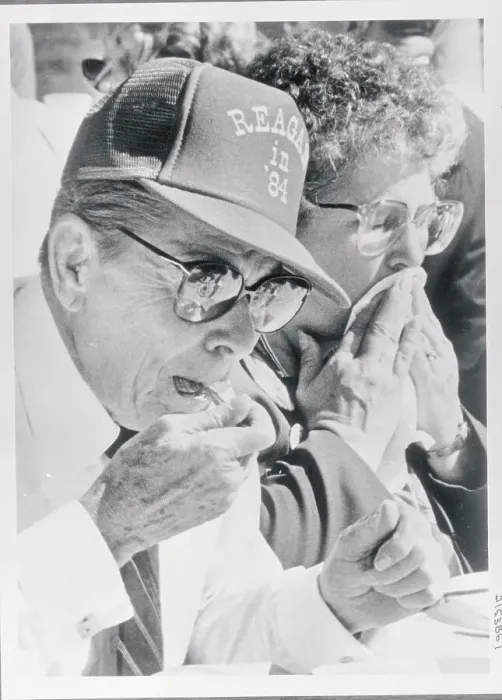 Framed Print : Reagan Eating at Picnic