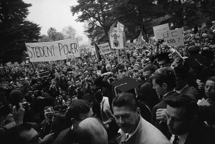Framed Print : Reagan Speaking to College Demonstrators Framed Print : Reagan Speaking to College Demonstrators