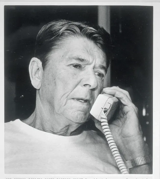 Framed Print : Reagan Speaking on Telephone Framed Print : Reagan Speaking on Telephone