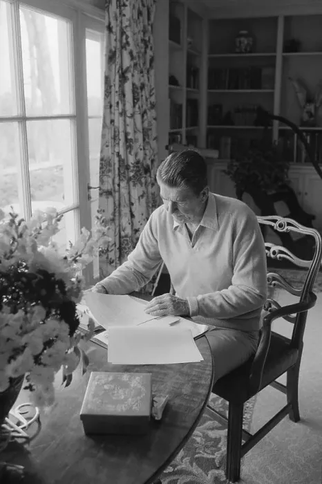 Framed Print : Reagan Working in His Study Framed Print : Reagan Working in His Study