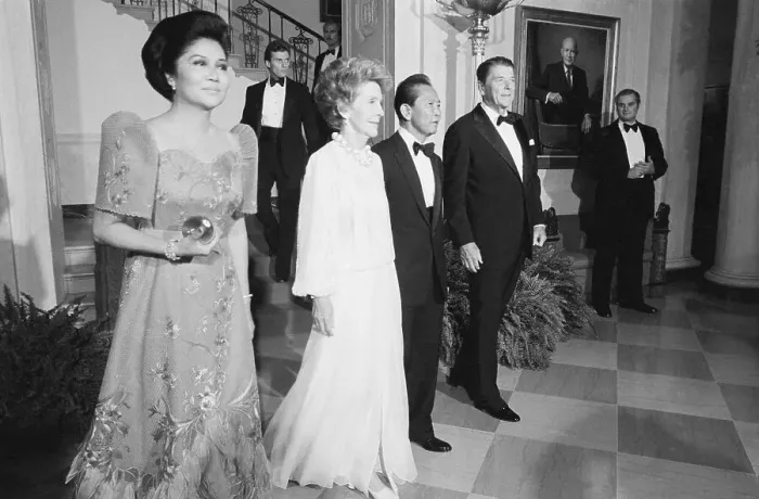 Framed Print : Reagans and Marcoses at State Dinner Framed Print : Reagans and Marcoses at State Dinner