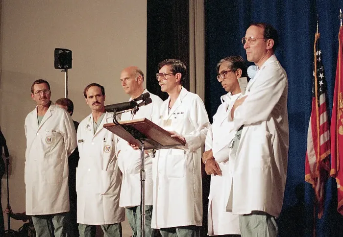 Framed Print : Reagan's Surgical Team at Press Conference Framed Print : Reagan's Surgical Team at Press Conference