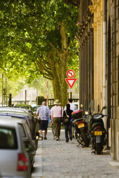 Framed Print : Rear view of five people walking on a sidewalk, Bordeaux, Aquitaine, France Framed Print : Rear view of five people walking on a sidewalk, Bordeaux, Aquitaine, France