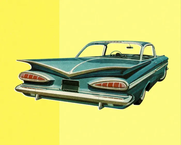 Framed Print : Rear View of Vintage Blue Car Framed Print : Rear View of Vintage Blue Car