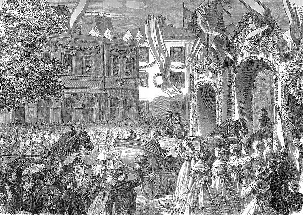 The Reception of the King of Prussia in Homburg, Wilhelm I. Wilhelm Friedrich Ludwig, German Wilhelm Friedrich Ludwig, 1797, 1888, from the House of Hohenzollern was King of Prussia between 1861 and 1888, Bad Homburg vor der Hoehe, Hesse, Germany