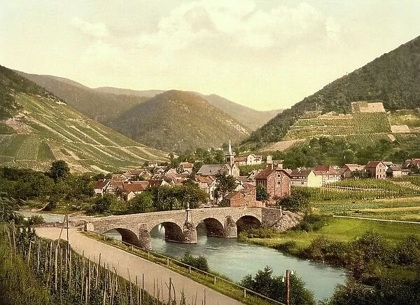 Rech im Ahrntal, Rhineland-Palatinate, Germany, Historic, digitally restored reproduction of a photochromic print from the 1890s