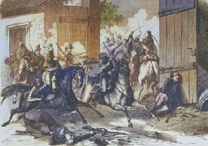 Framed Print : The Recognoscirung, Battle of Niederbronn on 26 July 1870, illustrated war chronicle 1870-1871, Franco-German campaign, Germany, France Framed Print : The Recognoscirung, Battle of Niederbronn on 26 July 1870, illustrated war chronicle 1870-1871, Franco-German campaign, Germany, France