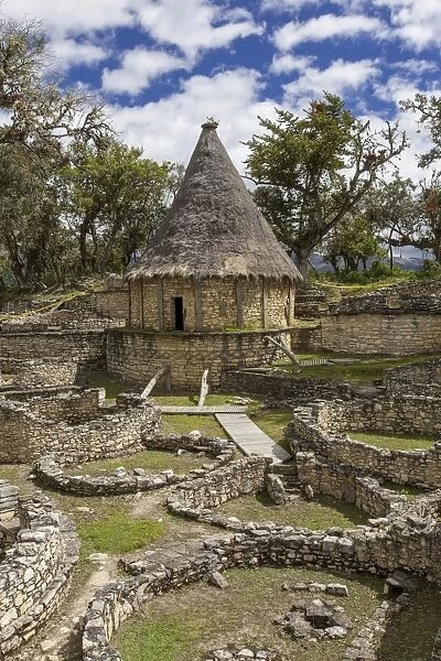 Reconstructed house of the Chachapoya Andean people, Kuelap, Peru, South America