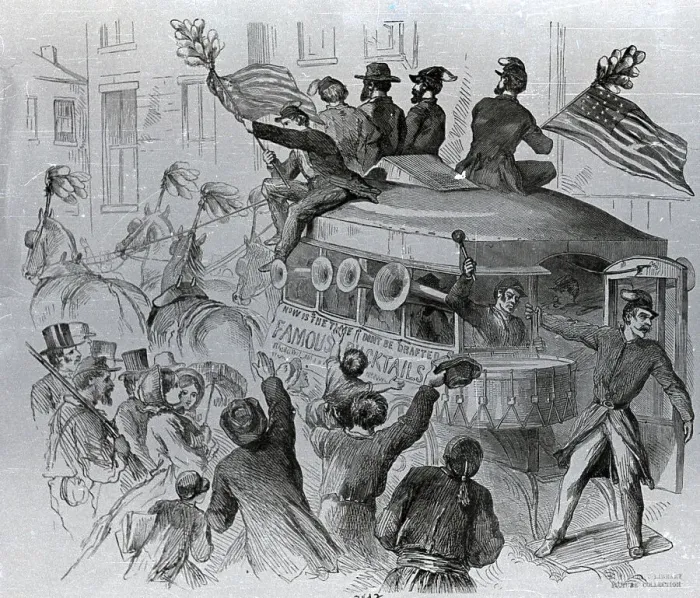 Framed Print : Recruiting For Regiment; Trooley Car