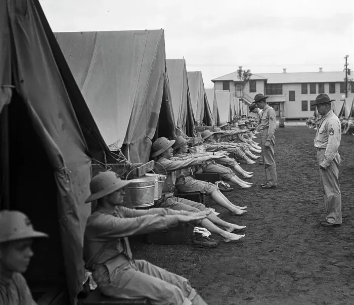 Framed Print : Recruits Holding Their Limbs Outwardly for Inspection Framed Print : Recruits Holding Their Limbs Outwardly for Inspection