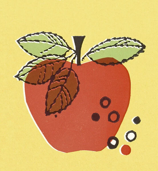 Red Apple on Yellow Background