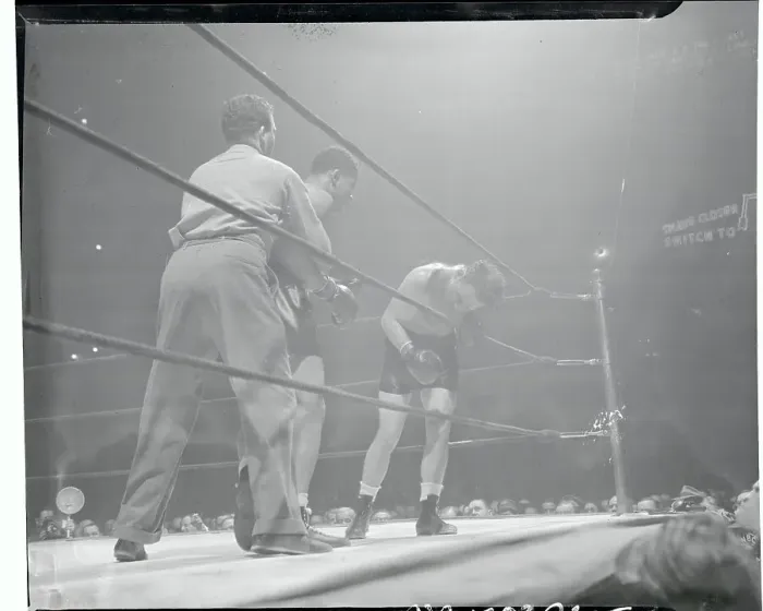 Framed Print : Red Burman Falling into the Ropes Framed Print : Red Burman Falling into the Ropes