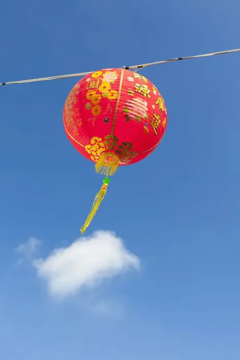 Framed Print : Red Chinese New Year lantern against blue sky, Songkhla, Thailand Framed Print : Red Chinese New Year lantern against blue sky, Songkhla, Thailand