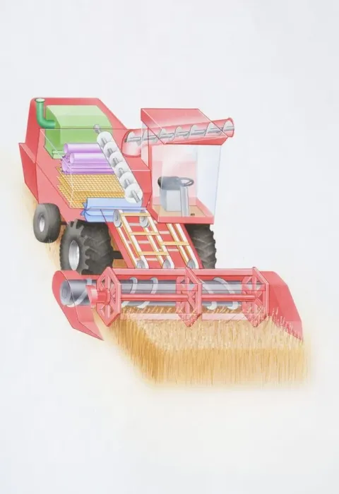 Framed Print : Red combine harvester Framed Print : Red combine harvester