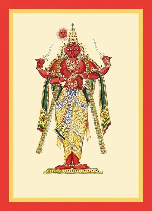 Framed Print : Red-complexioned, four-armed Sūrya Framed Print : Red-complexioned, four-armed Sūrya