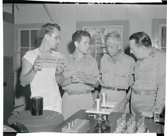 Framed Print : Red Cross Chairman and Conducting Tour in Lab Framed Print : Red Cross Chairman and Conducting Tour in Lab