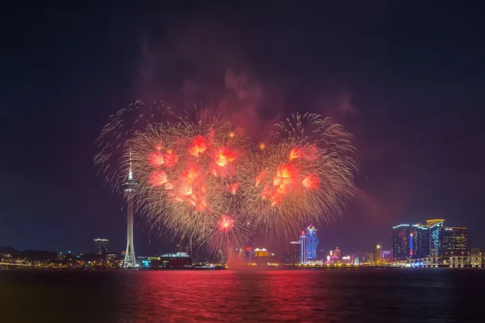 Framed Print : Red fireworks display in heart shape in Macau Framed Print : Red fireworks display in heart shape in Macau