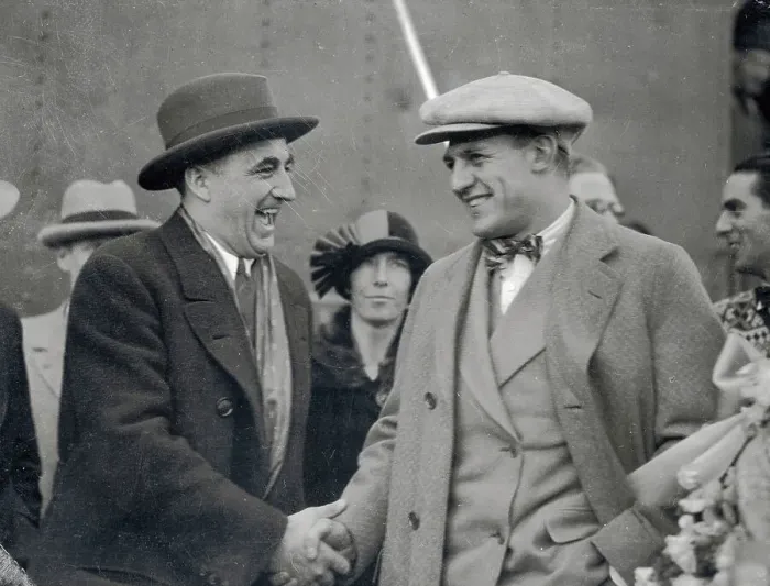 Framed Print : Red Grange Being Greeted at Airport Framed Print : Red Grange Being Greeted at Airport