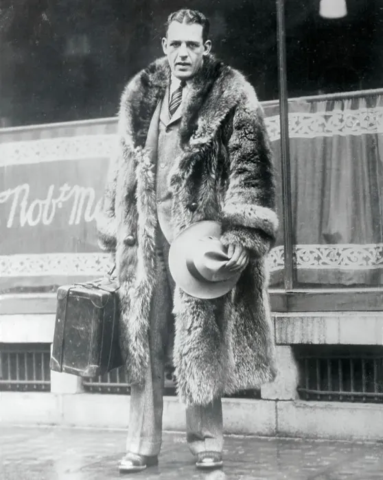 Framed Print : Red Grange Wearing Raccoon Skin Coat Framed Print : Red Grange Wearing Raccoon Skin Coat