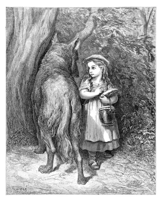 Framed Print : Red ridding hood and the wolf Framed Print : Red ridding hood and the wolf