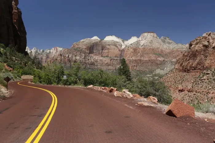 Framed Print : Red Road in the mountains of Zion National Park, Utah, USA Framed Print : Red Road in the mountains of Zion National Park, Utah, USA