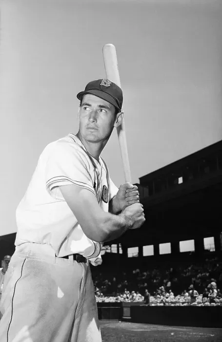 Framed Print : Red Sox Slugger Ted Williams Holding Bat