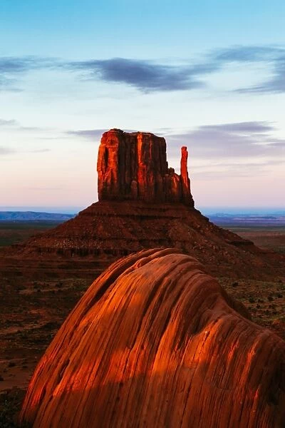 Red sunset over famous Monument valley, Arizona, USA