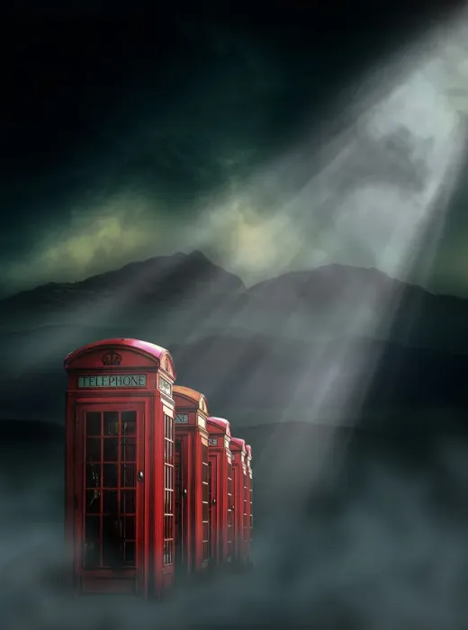 Framed Print : Red telephone boxes Framed Print : Red telephone boxes