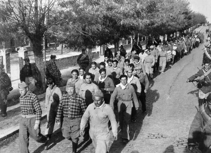 Framed Print : Red Troops Being Escorted by Spanish Soldiers During Civil War Framed Print : Red Troops Being Escorted by Spanish Soldiers During Civil War