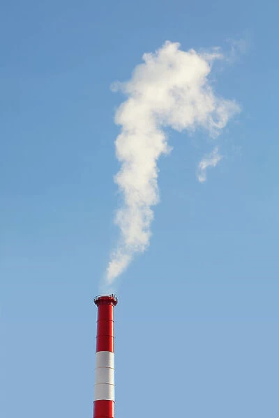 Red and White Smoke Stack