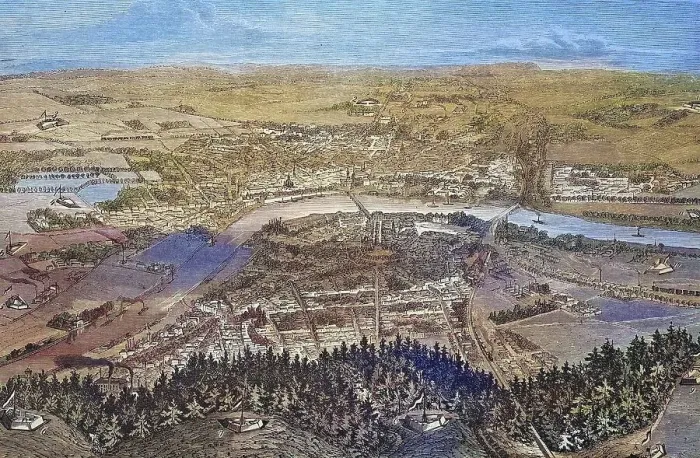 Framed Print : The redoubt belt around Dresden, Saxony, Germany, historical engraving, 1869, Historical, digitally restored reproduction from a 19th century original, coloured, exact date unknown