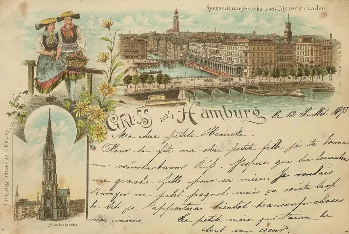 Framed Print : Reesendammbruecke, Alster Arcades, Hamburg, Germany, postcard with text, view around ca 1910, historical, digital reproduction of a historical postcard, public domain, from that time, exact date unknown Framed Print : Reesendammbruecke, Alster Arcades, Hamburg, Germany, postcard with text, view around ca 1910, historical, digital reproduction of a historical postcard, public domain, from that time, exact date unknown