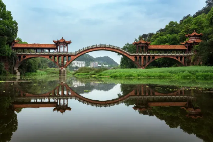 Framed Print : Refection of Haoshang Bridge Framed Print : Refection of Haoshang Bridge
