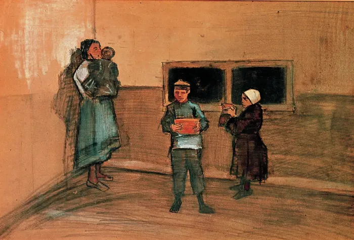 Framed Print : The Refectory of the Poor (The Distribution of the soup), by Van Gogh Vincent, 1883, 19th Century, pencil, Italian chalk and watercolor Framed Print : The Refectory of the Poor (The Distribution of the soup), by Van Gogh Vincent, 1883, 19th Century, pencil, Italian chalk and watercolor
